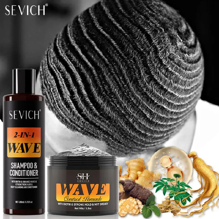 200ml Waves Shampoo 360 Deep Clean Anti-Hair Loss Waves Control Pomade Shine Hair Conditioner Strong Hold Control Wavy Cream