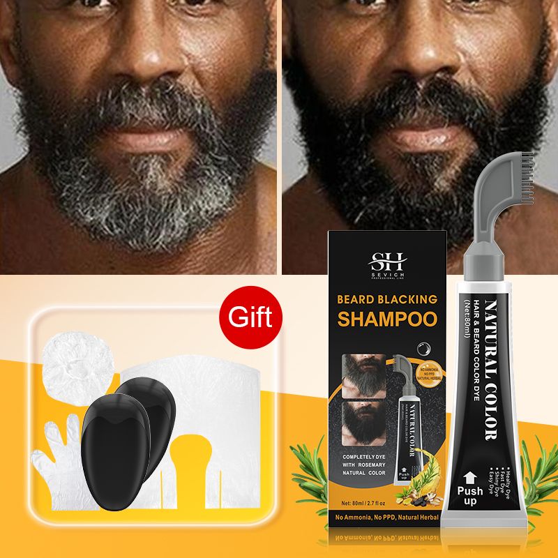 SEVICH Rosemary Black Beard Dye Cream With Comb 80ml 3 Minutes Fast Instant Hair Dye Shampoo Herbal Extract Beard Cover Permanent Hair Dye Pure Plant-Based Instant Hair Dye Cream