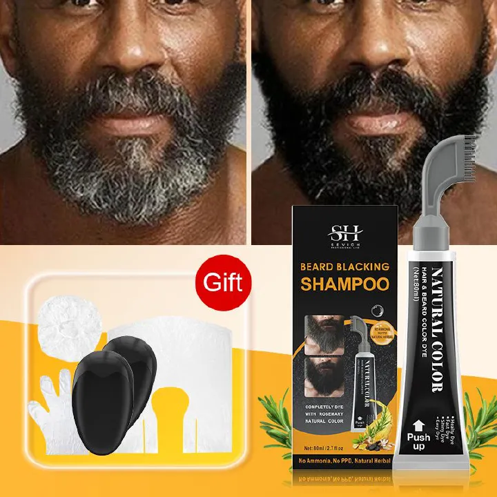 SEVICH Rosemary Black Beard Dye Cream With Comb 80ml 3 Minutes Fast Instant Hair Dye Shampoo Herbal Extract Beard Cover Permanent Hair Dye Pure Plant-Based Instant Hair Dye Cream