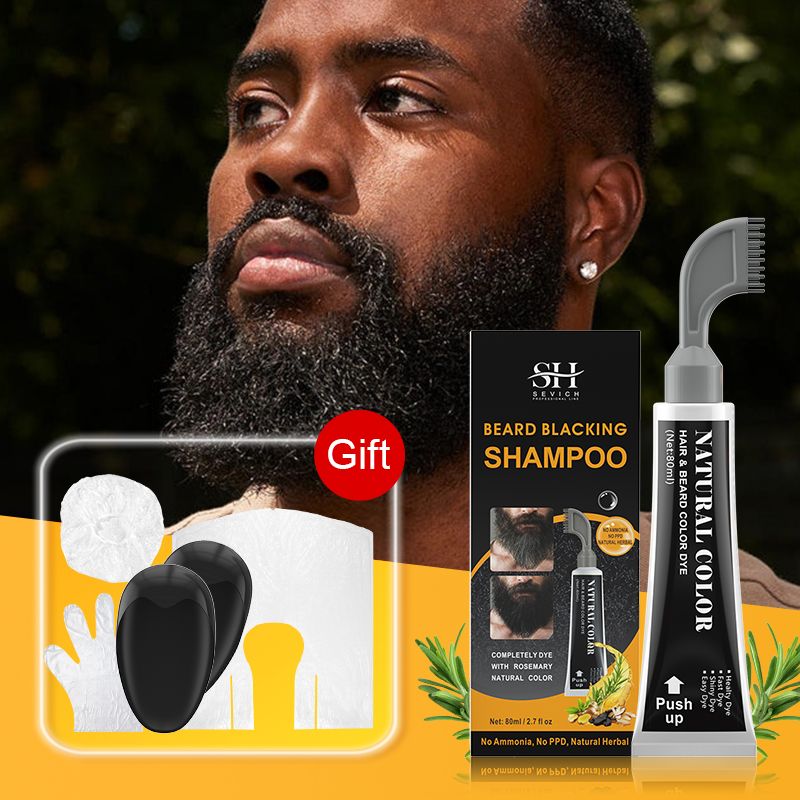 SEVICH Rosemary Black Beard Dye Cream With Comb 80ml 3 Minutes Fast Instant Hair Dye Shampoo Herbal Extract Beard Cover Permanent Hair Dye Pure Plant-Based Instant Hair Dye Cream