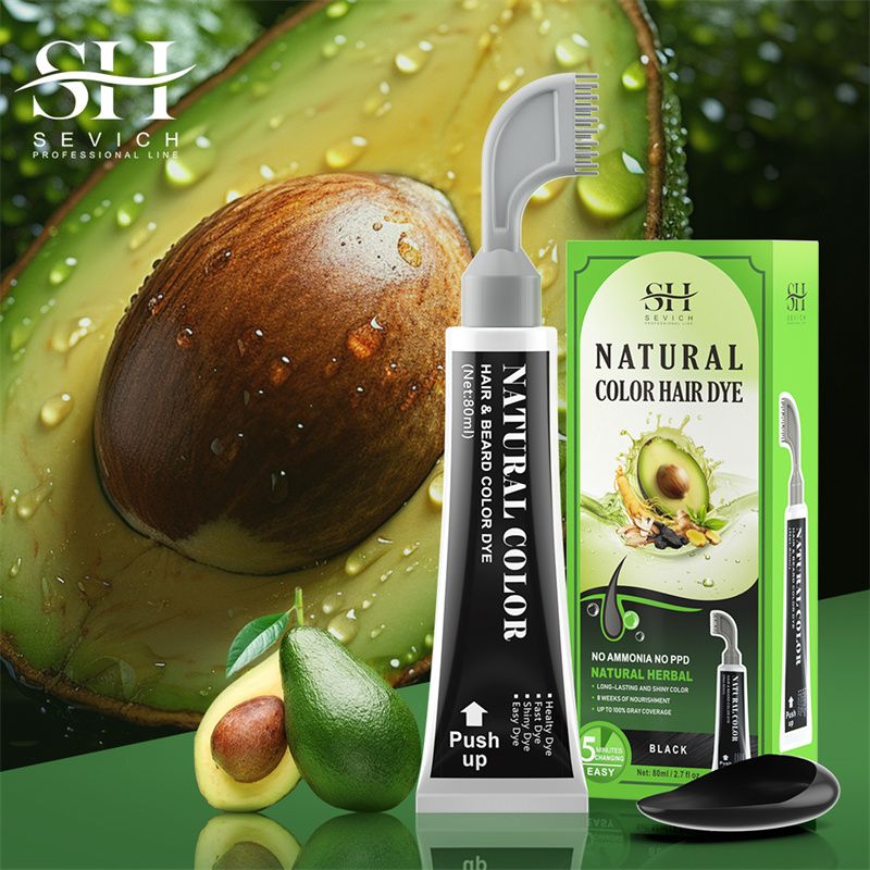 SEVICH Fast Hair Dye Black Shampoo with Comb 80ml Plant Essence Black Hair Color Dye Shampoo Non-irritating Repair Gray White Hair Care