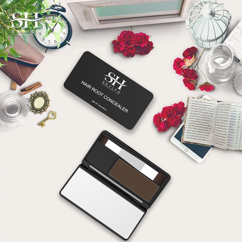 Sevich 4 Colors 8g Hair Shadow Powder Waterproof Hairline Edge Control Powder Root Cover Up Dark Brown Hair Concealer With Puff Eyebrow Powder Hair Growth Powder Hair Care Products