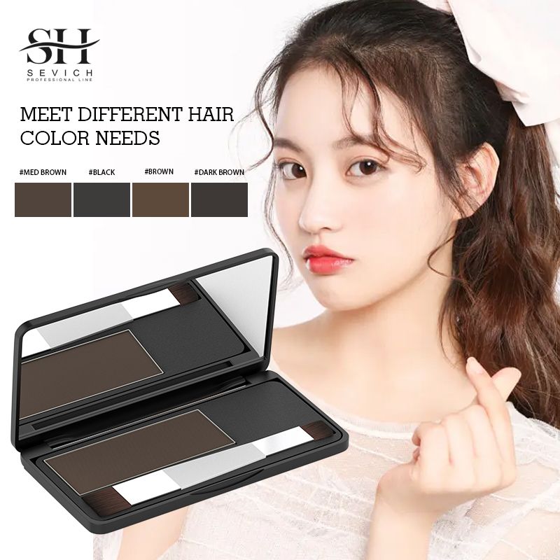 Sevich 4 Colors 8g Hair Shadow Powder Waterproof Hairline Edge Control Powder Root Cover Up Dark Brown Hair Concealer With Puff Eyebrow Powder Hair Growth Powder Hair Care Products