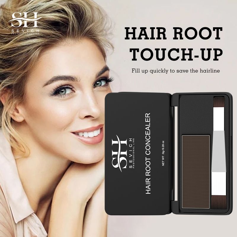 Sevich 4 Colors 8g Hair Shadow Powder Waterproof Hairline Edge Control Powder Root Cover Up Dark Brown Hair Concealer With Puff Eyebrow Powder Hair Growth Powder Hair Care Products