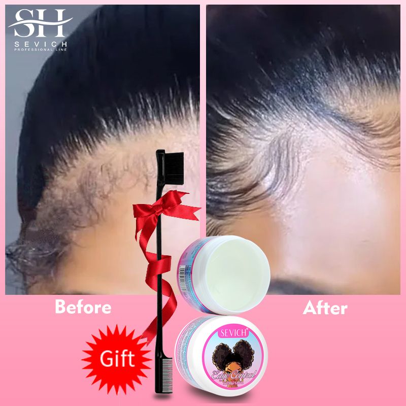 SEVICH 30G Edge Control and Brush for 4C Curls Hair Styling Cream Tames Broken and Fix Bang Pomade Mini Small Hair Gel Edge Control Gel Kit for Women Long Lasting Hold Control Wax Natural Ingredients