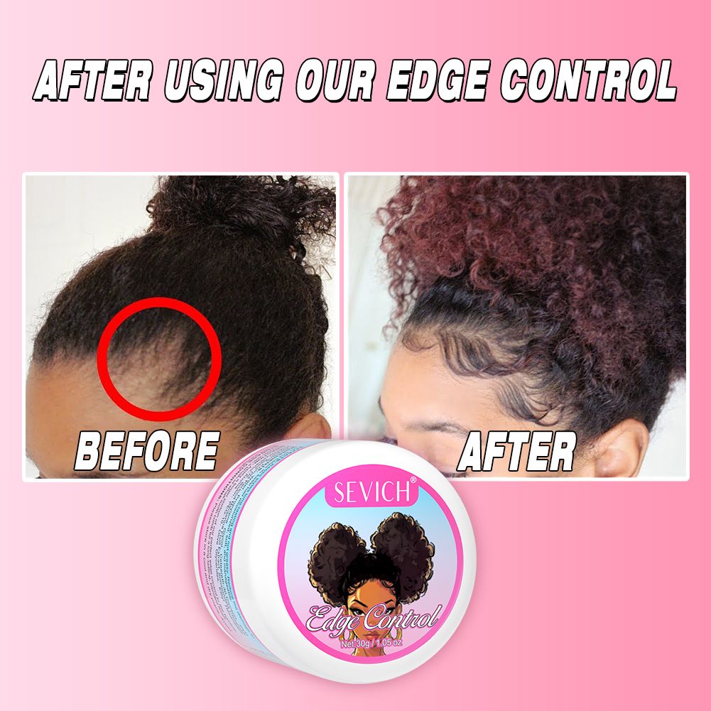SEVICH 30G Edge Control and Brush for 4C Curls Hair Styling Cream Tames Broken and Fix Bang Pomade Mini Small Hair Gel Edge Control Gel Kit for Women Long Lasting Hold Control Wax Natural Ingredients