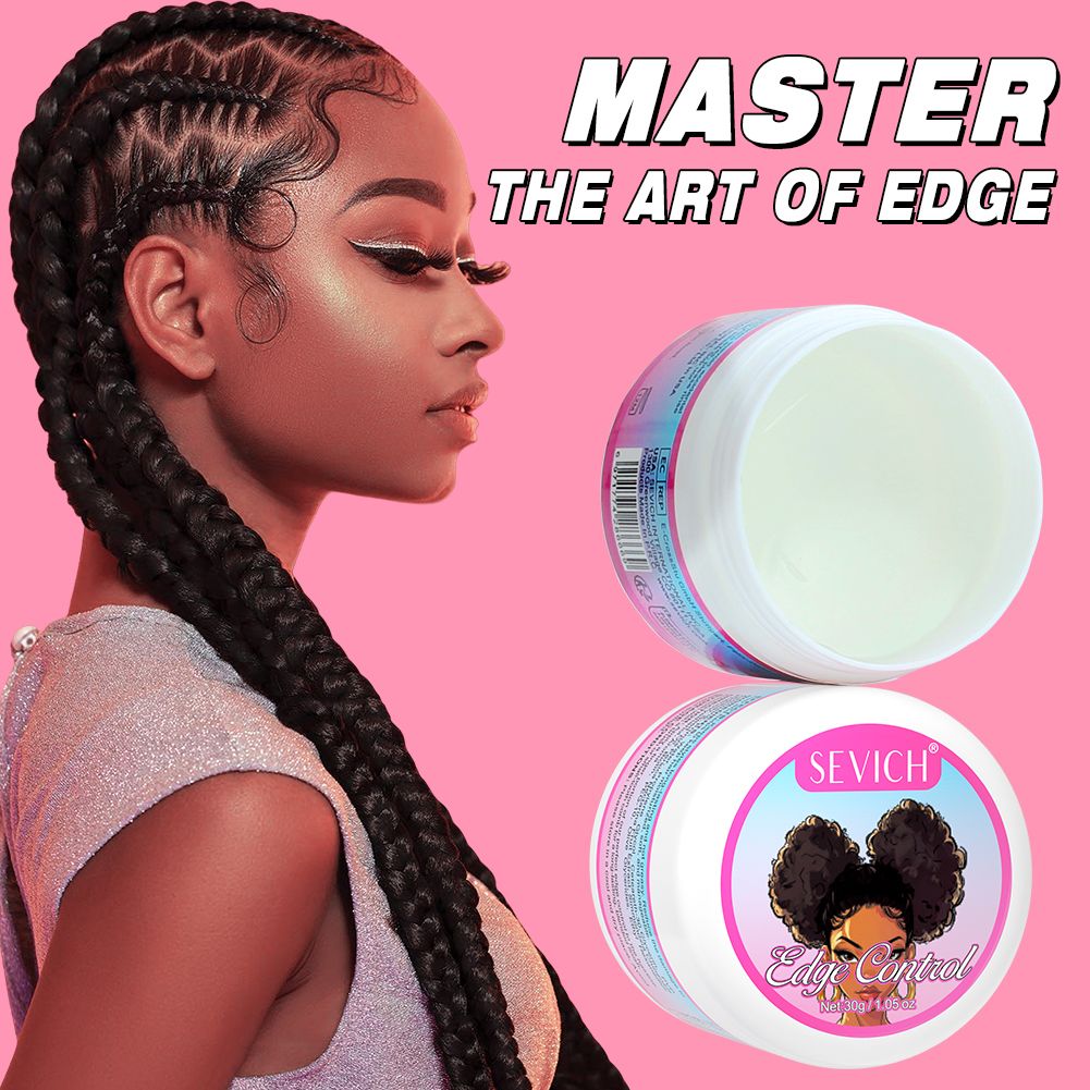 SEVICH 30G Edge Control and Brush for 4C Curls Hair Styling Cream Tames Broken and Fix Bang Pomade Mini Small Hair Gel Edge Control Gel Kit for Women Long Lasting Hold Control Wax Natural Ingredients
