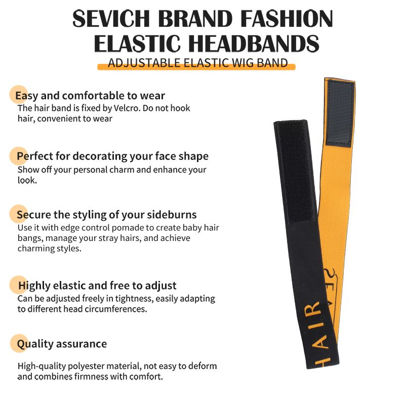 SEVICH 1pcs Elastic Band For Wig Edges Wrap Wig Band Lace Melting Band To Lay Edges Baby Hair Edge Adjustable Wig Melt Bands Elastic Fixing Band, Wig Edge, Velcro Adjustment, Anti Slip Headband