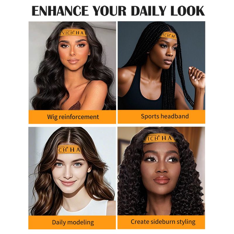 SEVICH 1pcs Elastic Band For Wig Edges Wrap Wig Band Lace Melting Band To Lay Edges Baby Hair Edge Adjustable Wig Melt Bands Elastic Fixing Band, Wig Edge, Velcro Adjustment, Anti Slip Headband