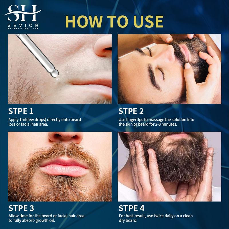 SEVICH 5% Minoxidil Beard Growth Oil 30ml Beard Oil Beard growth essential oil and Hair Growth Essential oil, bald hair treatment oil Men's Beard Growth Essence Nourishing Enhancer Beard Oil Spray
