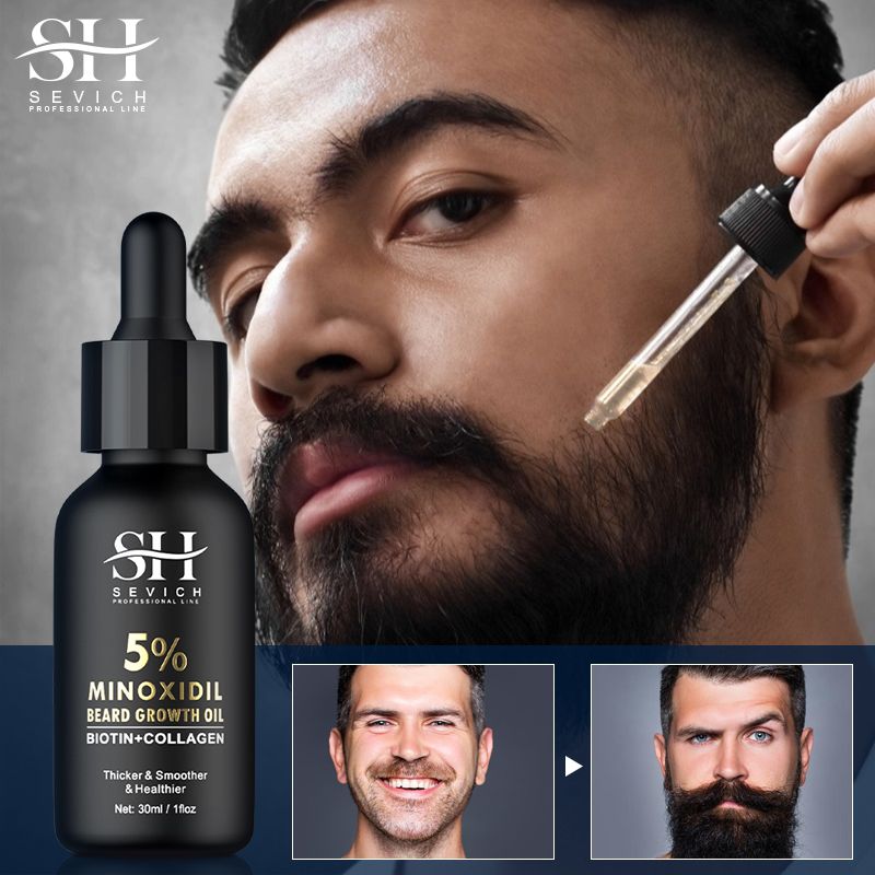 SEVICH 5% Minoxidil Beard Growth Oil 30ml Beard Oil Beard growth essential oil and Hair Growth Essential oil, bald hair treatment oil Men's Beard Growth Essence Nourishing Enhancer Beard Oil Spray