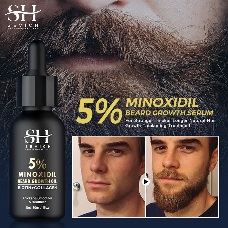 SEVICH 5% Minoxidil Beard Growth Oil 30ml Beard Oil Beard growth essential oil and Hair Growth Essential oil, bald hair treatment oil Men's Beard Growth Essence Nourishing Enhancer Beard Oil Spray