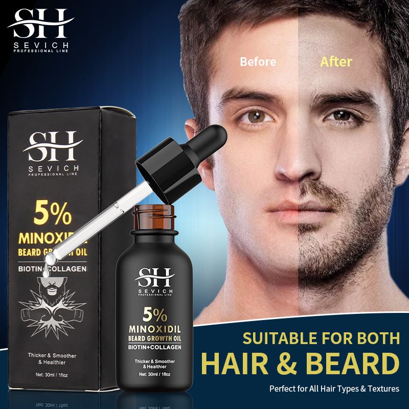 SEVICH 5% Minoxidil Beard Growth Oil 30ml Beard Oil Beard growth essential oil and Hair Growth Essential oil, bald hair treatment oil Men's Beard Growth Essence Nourishing Enhancer Beard Oil Spray