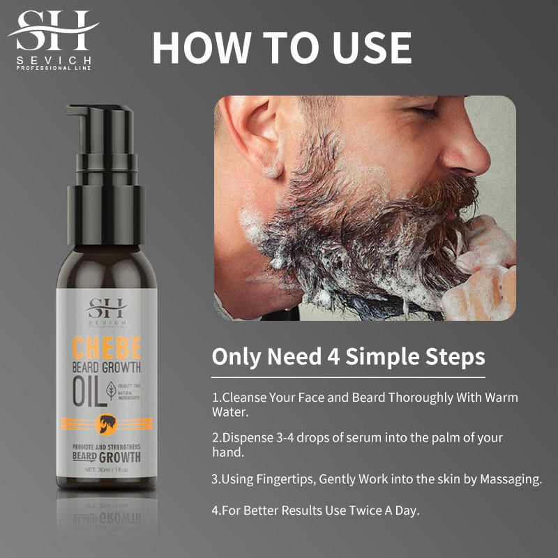 SEVICH Chebe Oil Men's Beard Growth Oil 30ml Beard Growth Essential Oil Bald Hair Treatment Oil Fast Hair Growth Oil Beard Growth Essence Nourishing Enhancer Beard Oil Spray Beard Care