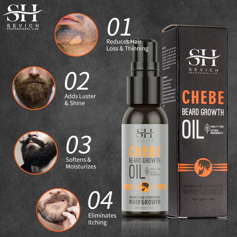 SEVICH Chebe Oil Men's Beard Growth Oil 30ml Beard Growth Essential Oil Bald Hair Treatment Oil Fast Hair Growth Oil Beard Growth Essence Nourishing Enhancer Beard Oil Spray Beard Care