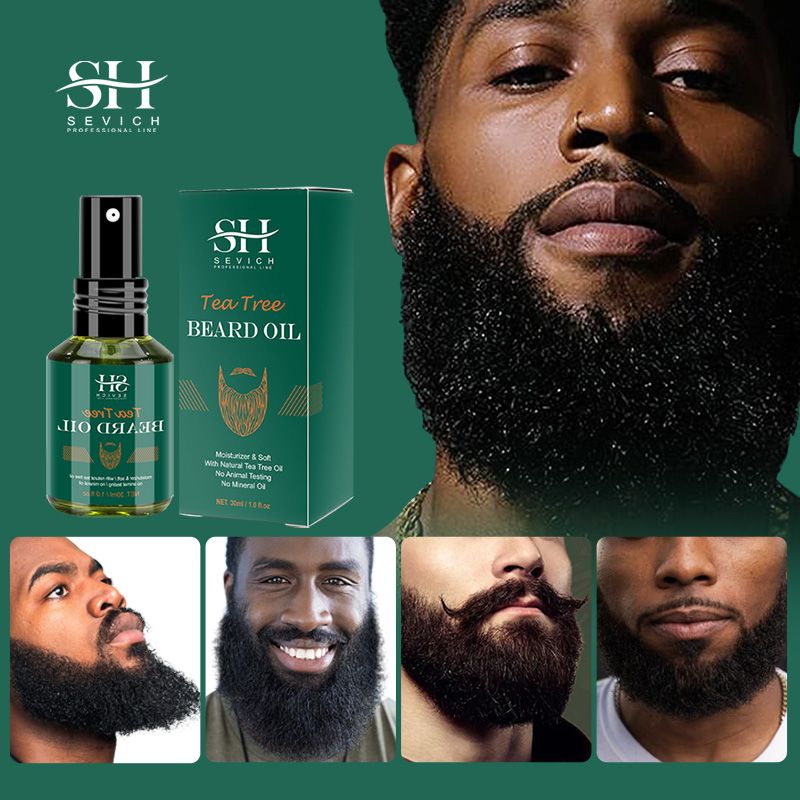 SEVICH Tea Tree Oil Men's Beard Growth Oil 30ml Beard Growth Essential Oil Bald Hair Treatment Oil Fast Hair Growth Oil Beard Growth Essence Nourishing Enhancer Beard Oil Spray Beard Care