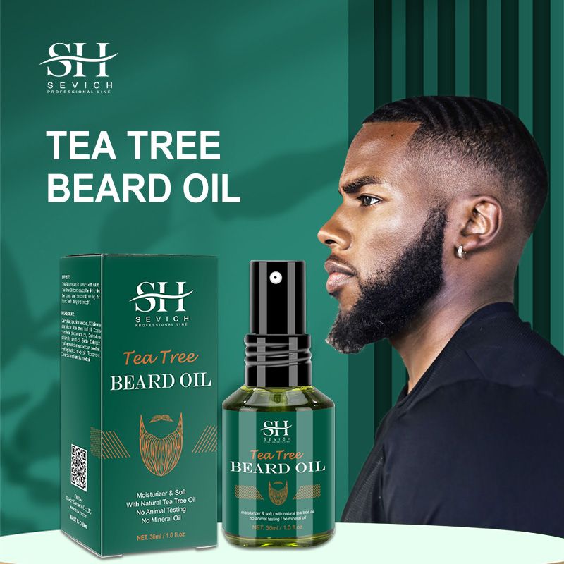 SEVICH Tea Tree Oil Men's Beard Growth Oil 30ml Beard Growth Essential Oil Bald Hair Treatment Oil Fast Hair Growth Oil Beard Growth Essence Nourishing Enhancer Beard Oil Spray Beard Care