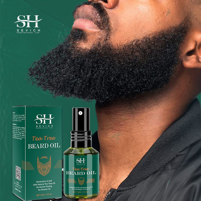 SEVICH Tea Tree Oil Men's Beard Growth Oil 30ml Beard Growth Essential Oil Bald Hair Treatment Oil Fast Hair Growth Oil Beard Growth Essence Nourishing Enhancer Beard Oil Spray Beard Care