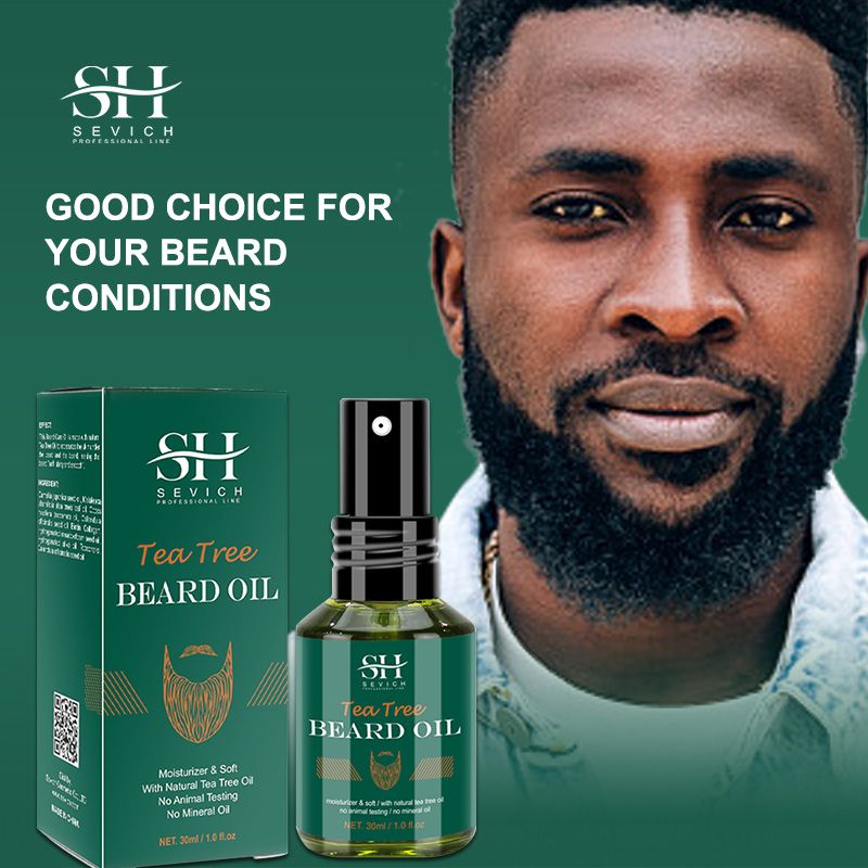 SEVICH Tea Tree Oil Men's Beard Growth Oil 30ml Beard Growth Essential Oil Bald Hair Treatment Oil Fast Hair Growth Oil Beard Growth Essence Nourishing Enhancer Beard Oil Spray Beard Care