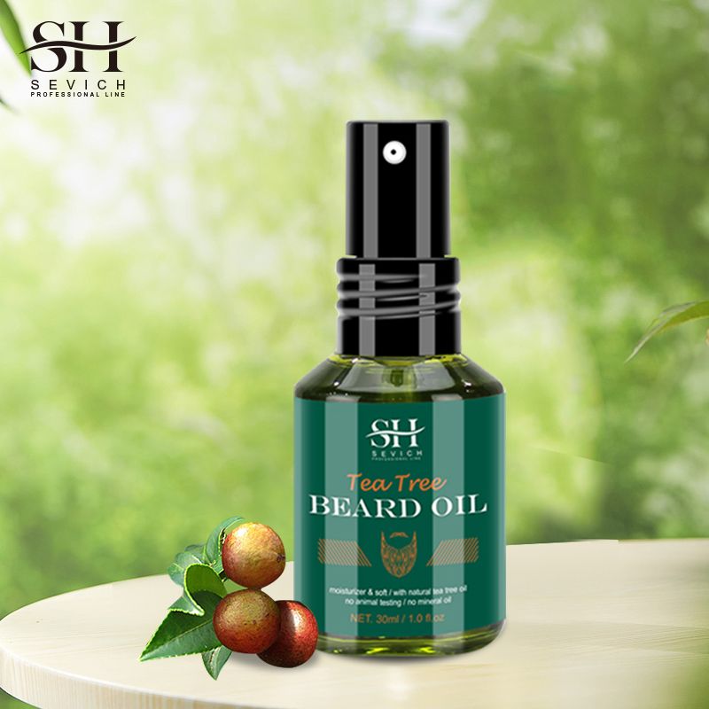 SEVICH Tea Tree Oil Men's Beard Growth Oil 30ml Beard Growth Essential Oil Bald Hair Treatment Oil Fast Hair Growth Oil Beard Growth Essence Nourishing Enhancer Beard Oil Spray Beard Care