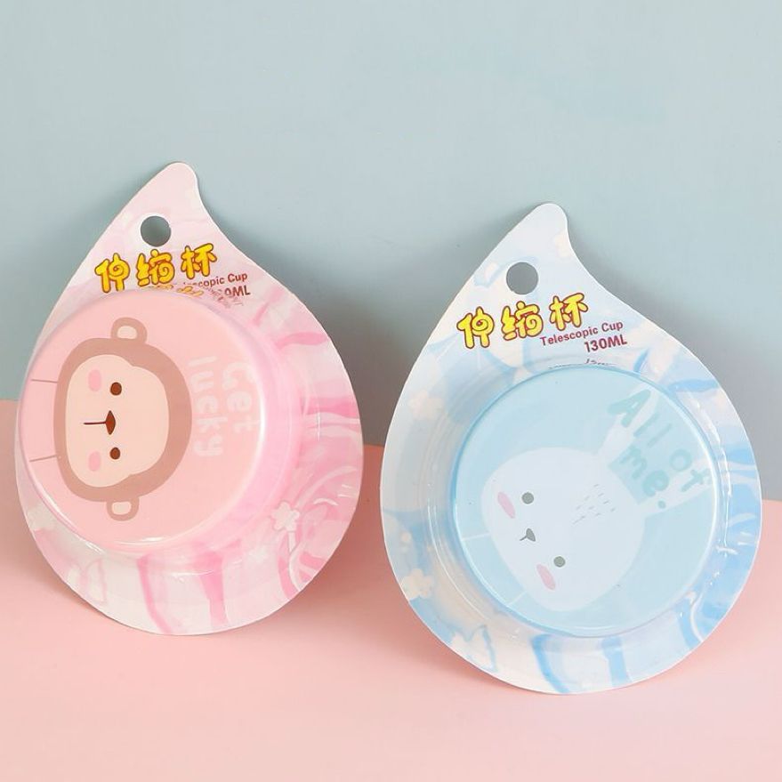 Two Portable outdoor cup Collapsible water cup mouthwash cup telescopic cup cartoon travel children's brushing mouthwash cup