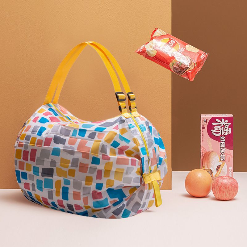 Foldable shopping bag travel single shoulder portable thickened large grocery bag supermarket environmental shopping bag