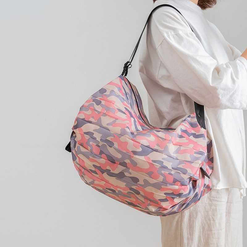 Foldable shopping bag travel single shoulder portable thickened large grocery bag supermarket environmental shopping bag