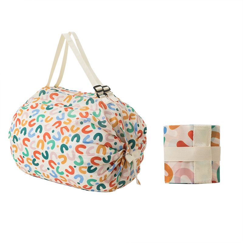 Foldable shopping bag travel single shoulder portable thickened large grocery bag supermarket environmental shopping bag