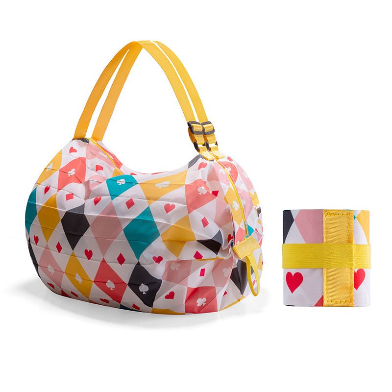 Foldable shopping bag travel single shoulder portable thickened large grocery bag supermarket environmental shopping bag