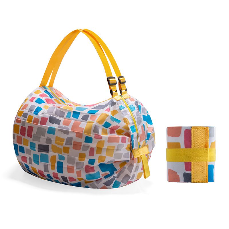 Foldable shopping bag travel single shoulder portable thickened large grocery bag supermarket environmental shopping bag