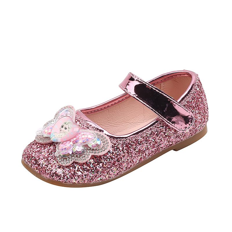 Frozen Princess Elsa Children Girls Fancy Sandals Shiny Flats Soft Bottom Open Toe Shoes Girls Dress Performance Princess Sandals