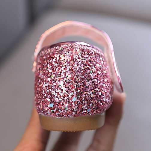 Frozen Princess Elsa Children Girls Fancy Sandals Shiny Flats Soft Bottom Open Toe Shoes Girls Dress Performance Princess Sandals