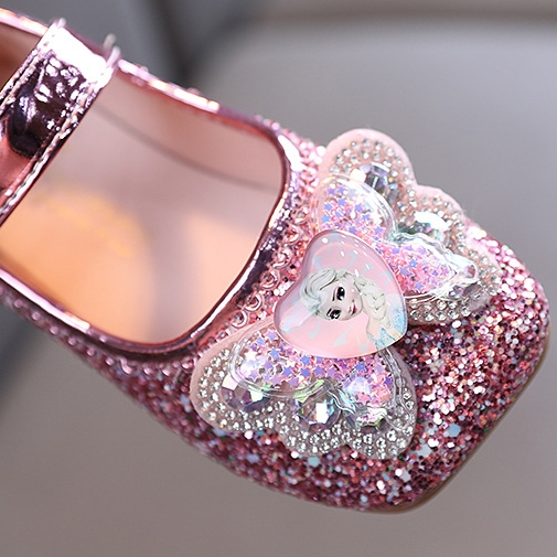 Frozen Princess Elsa Children Girls Fancy Sandals Shiny Flats Soft Bottom Open Toe Shoes Girls Dress Performance Princess Sandals