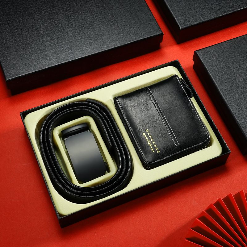 2-piece Set Real Animal Cow Leather Belt Perfume Wallet Fashion Luxury Gift Business Father Day Gift Set Men Birthday Box Gift Set Christmas Gift Set Valentines Gifts For Men