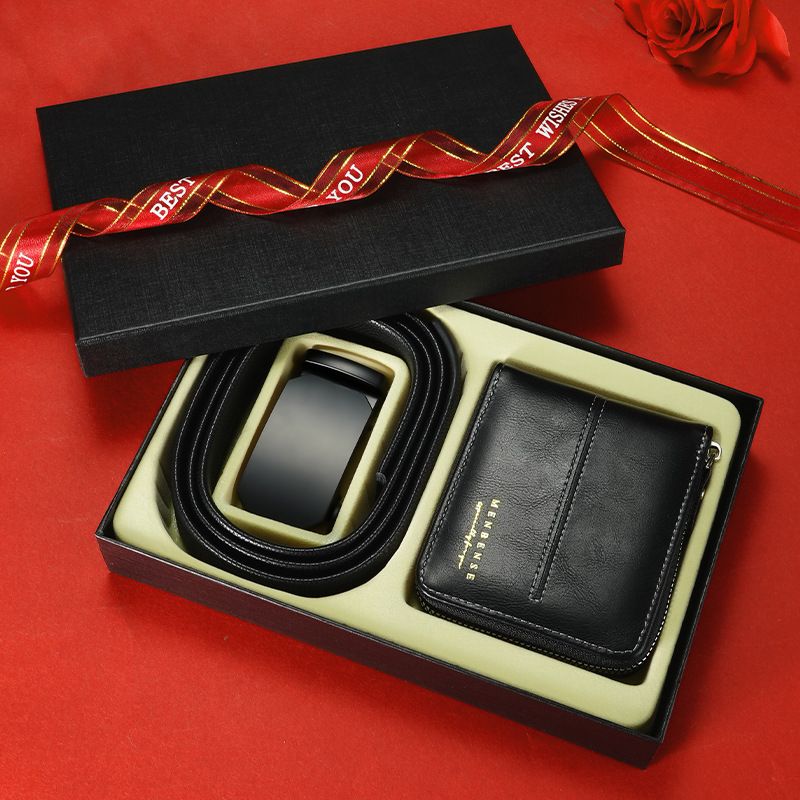 2-piece Set Real Animal Cow Leather Belt Perfume Wallet Fashion Luxury Gift Business Father Day Gift Set Men Birthday Box Gift Set Christmas Gift Set Valentines Gifts For Men
