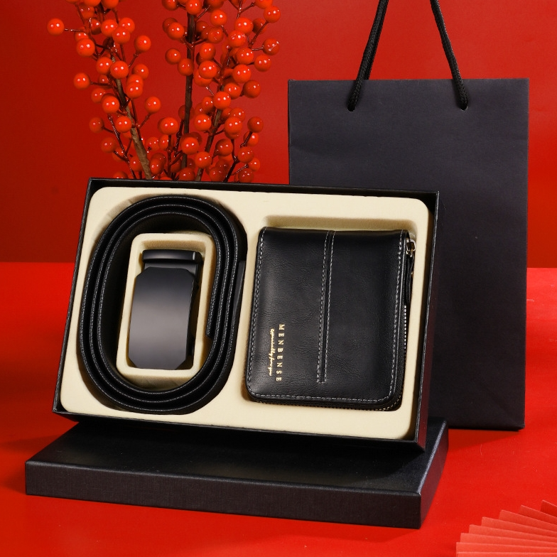 2-piece Set Real Animal Cow Leather Belt Perfume Wallet Fashion Luxury Gift Business Father Day Gift Set Men Birthday Box Gift Set Christmas Gift Set Valentines Gifts For Men