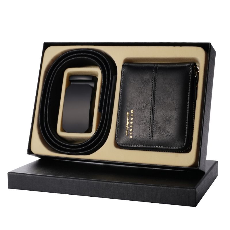 2-piece Set Real Animal Cow Leather Belt Perfume Wallet Fashion Luxury Gift Business Father Day Gift Set Men Birthday Box Gift Set Christmas Gift Set Valentines Gifts For Men