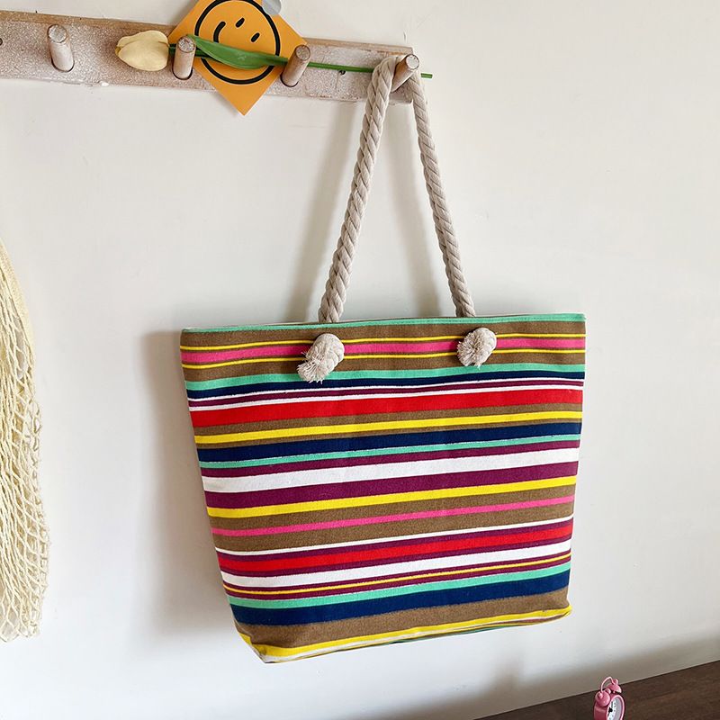 Ethnic Bohemian Style Tote Bags Women'S Hemp Bag Geometric Retro Simple Shopping Bag Storage Large Capacity Hand Bill Shoulder Bag