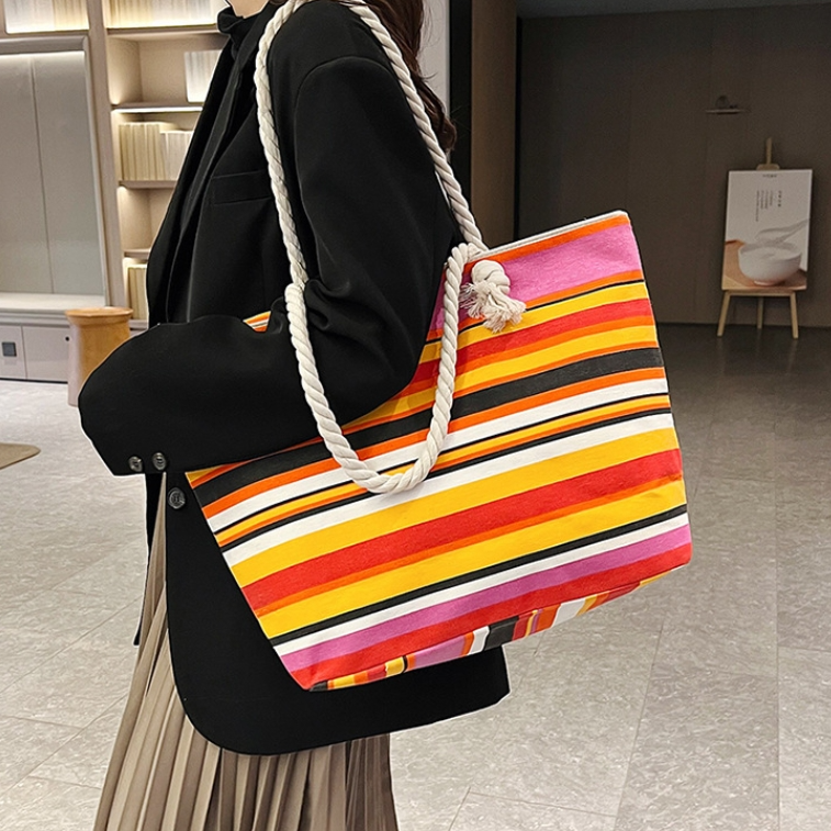 Ethnic Bohemian Style Tote Bags Women'S Hemp Bag Geometric Retro Simple Shopping Bag Storage Large Capacity Hand Bill Shoulder Bag