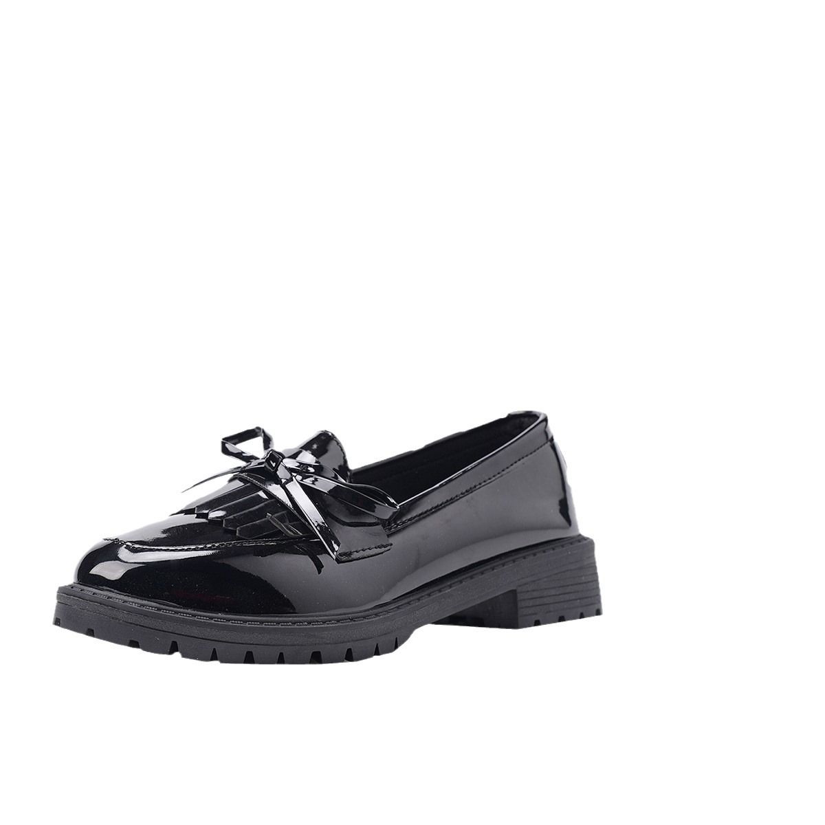Fashion Women's Patent Leather Artificial Leather Shoes Ladies Soft Sole Anti-skid Flats Shoes Students Breathable Shoes Girls Loafers Comfortable Bean Shoes