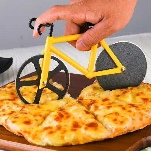 Creative Bicycle Single Wheel Stainless Steel Pizza Knife Multifunctional Tool Cutter | Stainless Steel Pizza Cutter Round Wheel Roller | Pizza Slicer