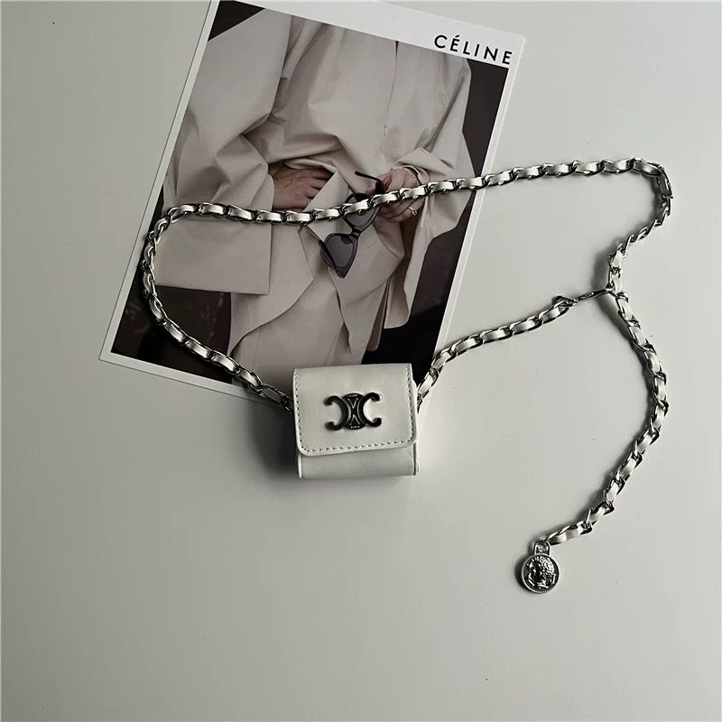 Fashion Women Leather Waist Bag With Chain Fanny Pack Phone Essentials Crossbody Purse Chest Bag