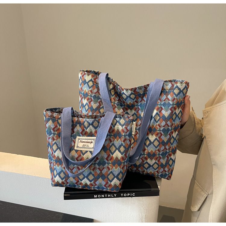 Large-capacity handbag for women, 2025 new style, ins canvas bag, large-capacity fashionable commuter bag, schoolbag, single shoulder bag for going out