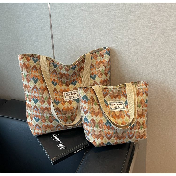 Large-capacity handbag for women, 2025 new style, ins canvas bag, large-capacity fashionable commuter bag, schoolbag, single shoulder bag for going out