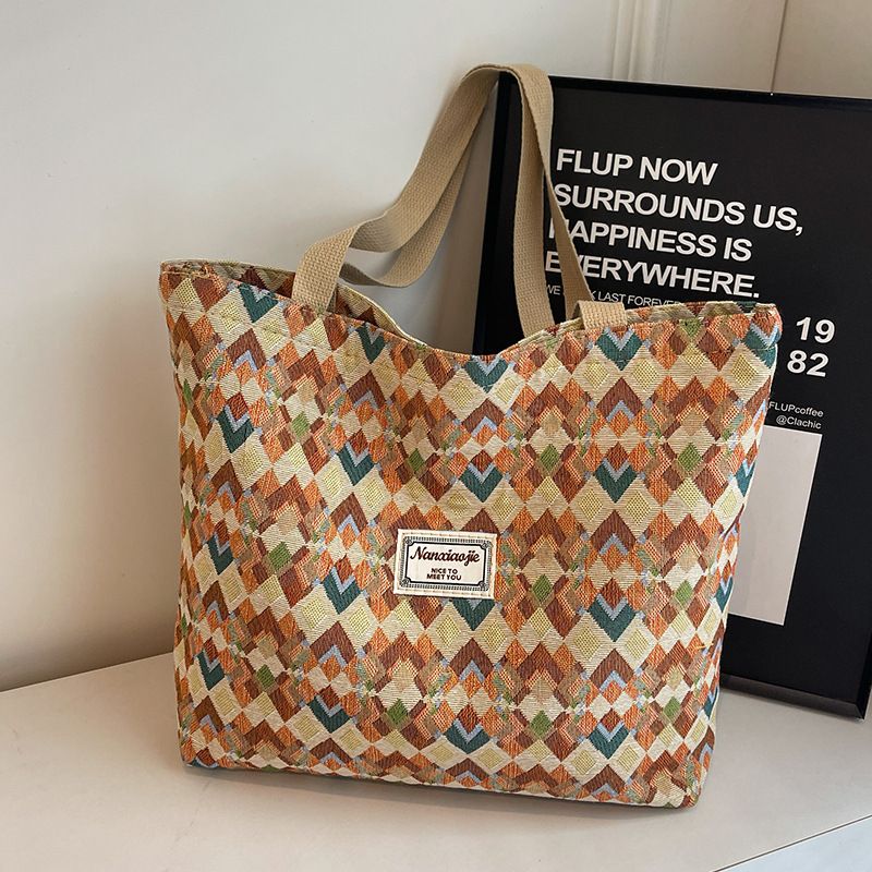 Large-capacity handbag for women, 2025 new style, ins canvas bag, large-capacity fashionable commuter bag, schoolbag, single shoulder bag for going out