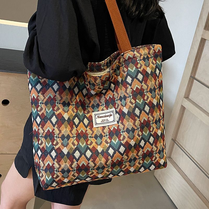 Large-capacity handbag for women, 2025 new style, ins canvas bag, large-capacity fashionable commuter bag, schoolbag, single shoulder bag for going out