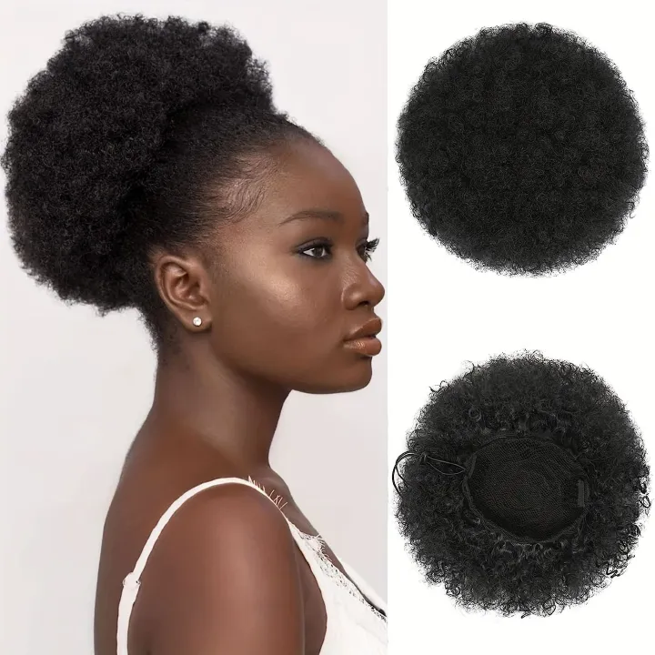 Wigs - European/African afro-style braided hair bun - Hair buns with fluffy tassels - Fashionable trendy wigs