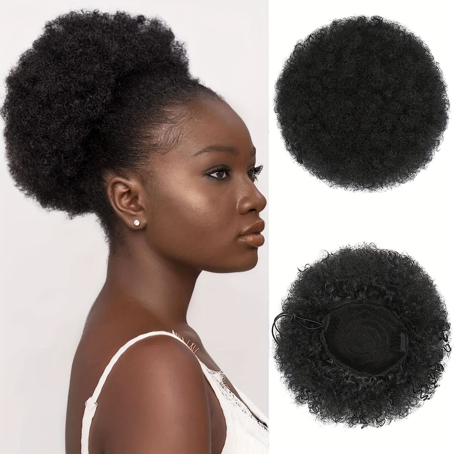 Wigs - European/African afro-style braided hair bun - Hair buns with fluffy tassels - Fashionable trendy wigs