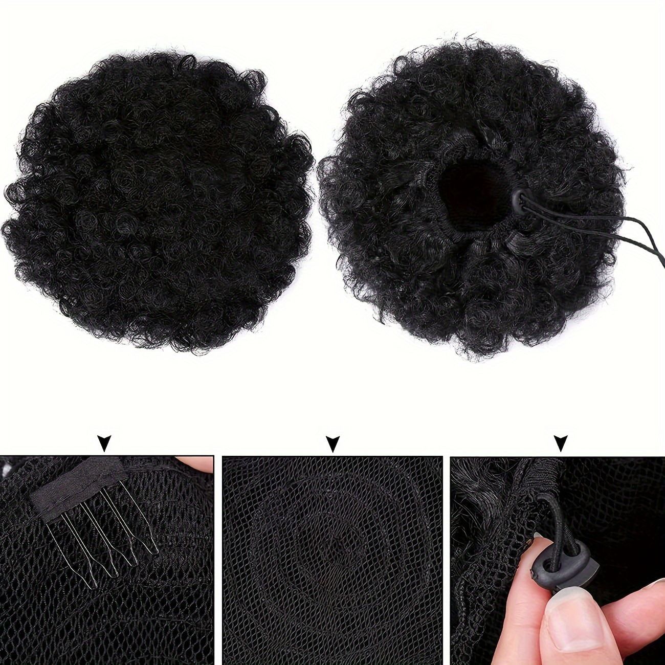 Wigs - European/African afro-style braided hair bun - Hair buns with fluffy tassels - Fashionable trendy wigs