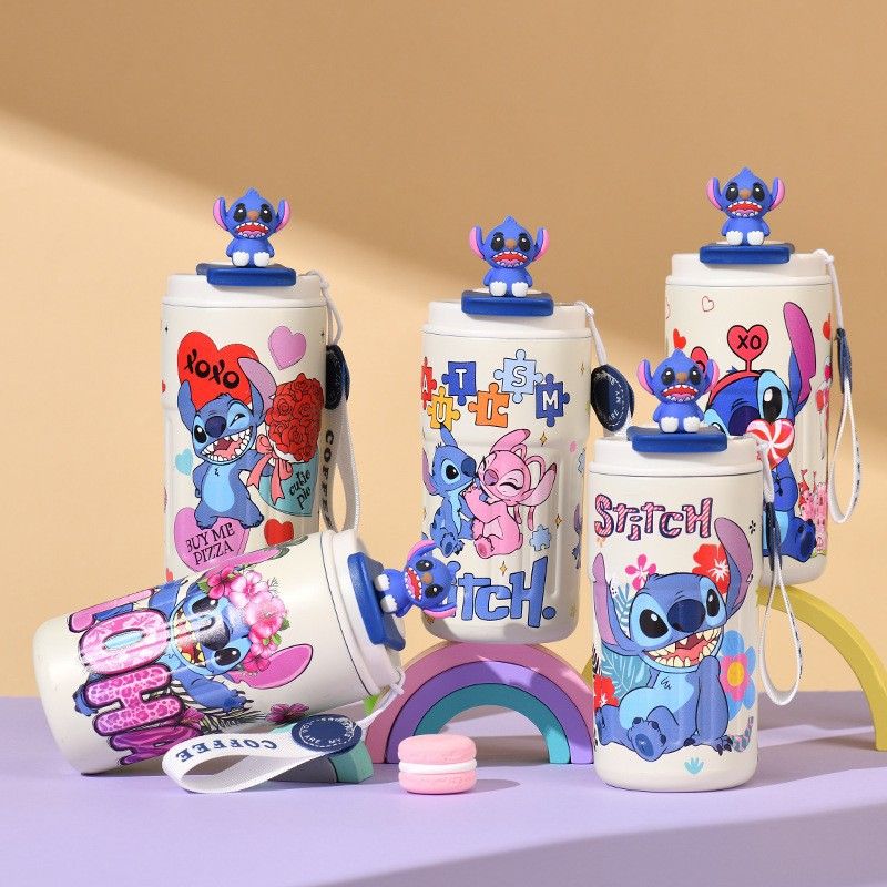 450ML  Labubu 316 stainless steel insulated cup - cartoon style, high-quality handle, cup is portable and has a large capacity for iced Americano coffee.